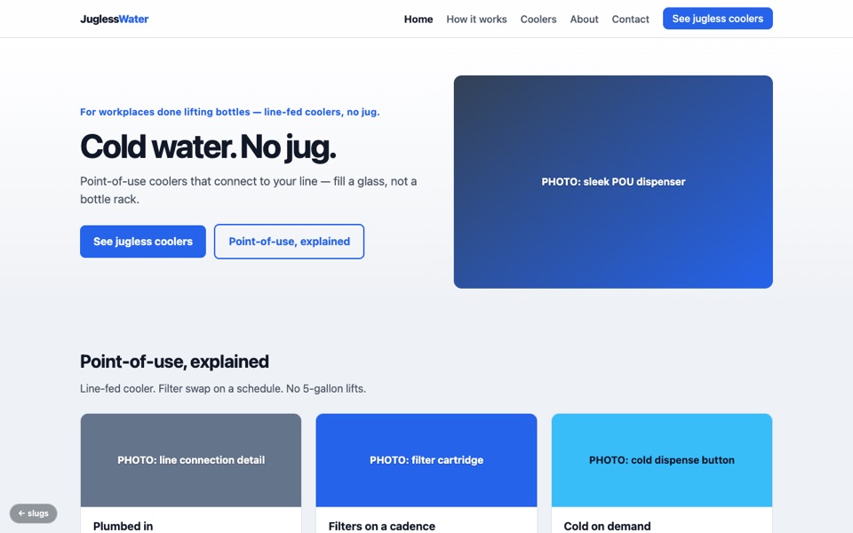Homepage of Point of Use Coolers