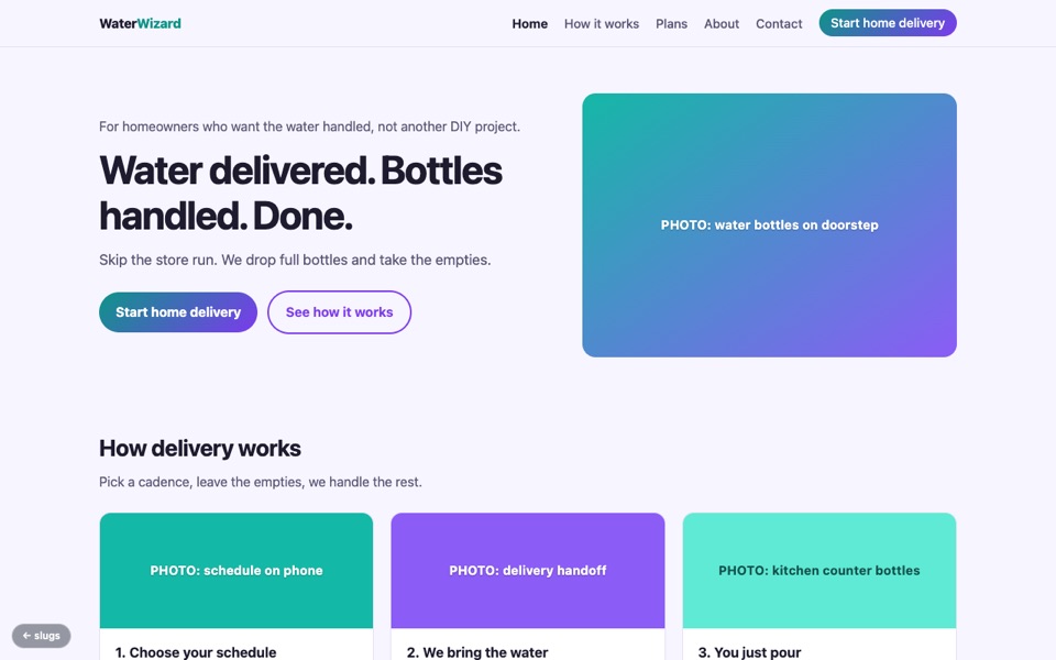 Homepage of Water Wizard